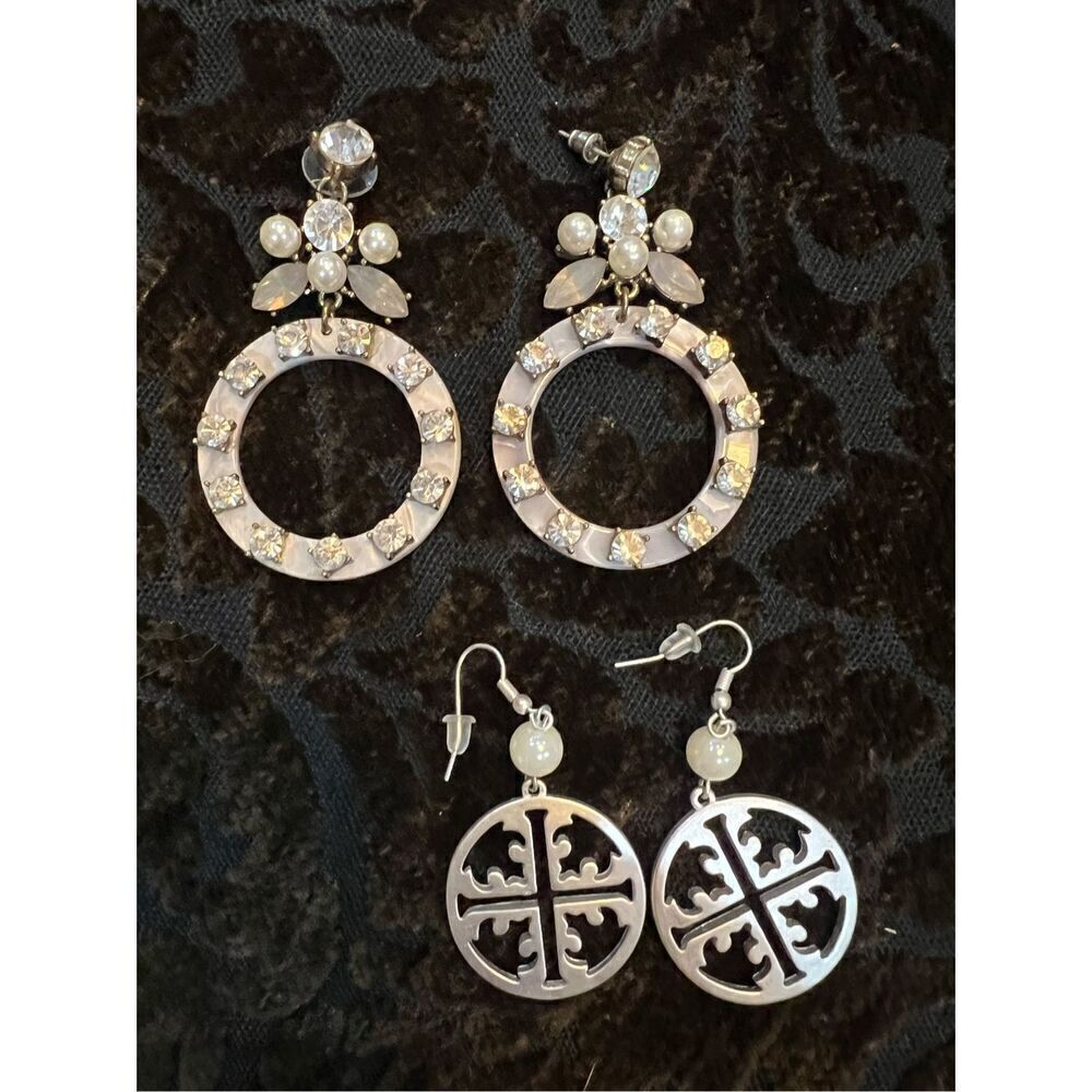 Earring set of Two Rhinestone Dangle Earring Lot